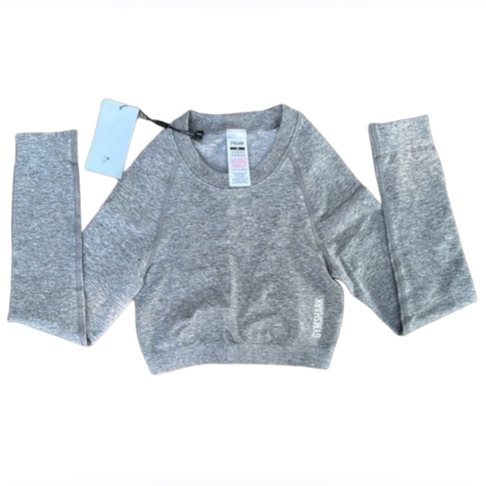 💥NWT Gymshark Adapt Seamless Long Sleeve Crop Top Gray XS
